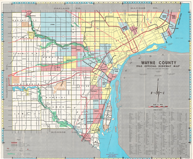 Wayne County 1965 official highway map