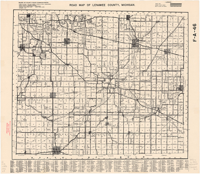 Road map of Lenawee County, Michigan