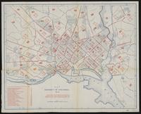 Map of the District of Columbia. No. 2, Showing reported cases of typhoid fever per each 10,000 of population of white, colored, and all, in the various vital statistical divisions of the D.C. during the calendar year 1905