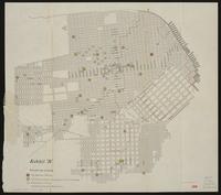 Exhibit "B" : map showing the location of public schools attended by Japanese children in San Francisco, California, prior to an October 11, 1906, order by the San Francisco Board of Education, which transferred Japanese pupils to a single "Oriental Sc...