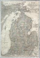 Map of the state of Michigan and the surrounding country, exhibiting the sections and the latest surveys