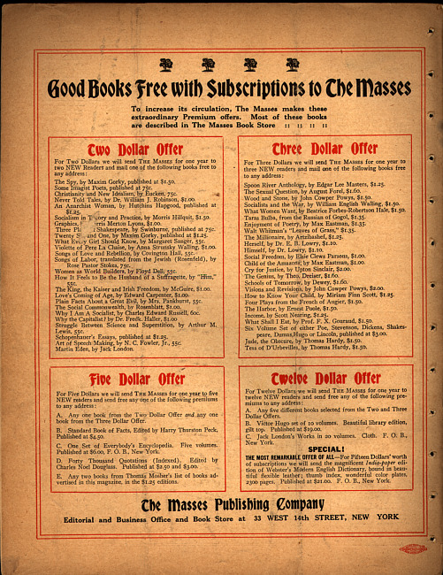 Good books free with subscriptions to The Masses