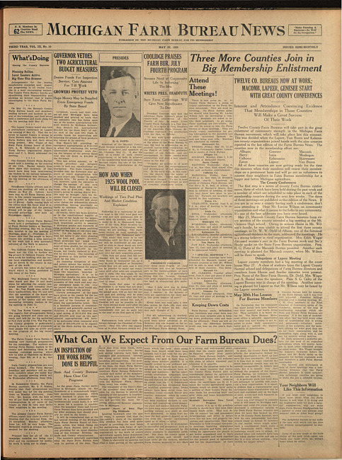 Michigan Farm Bureau news. (1925 May 29)
