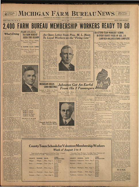 Michigan Farm Bureau news. (1925 July 31)