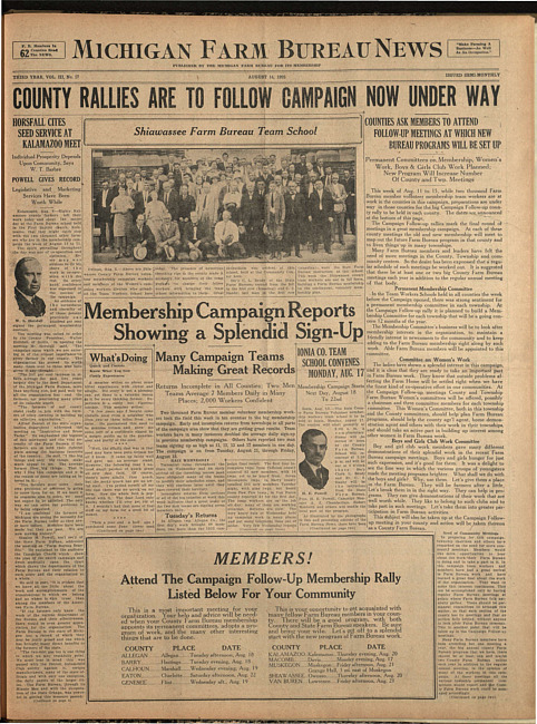 Michigan Farm Bureau news. (1925 August 14)