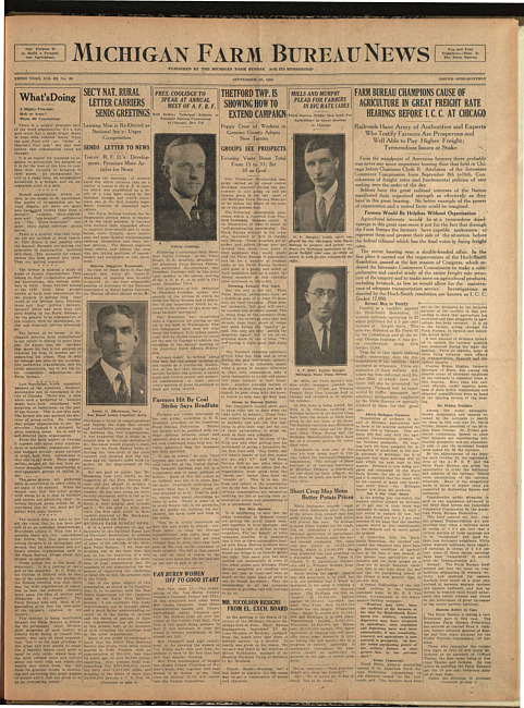 Michigan Farm Bureau news. (1925 September 25)