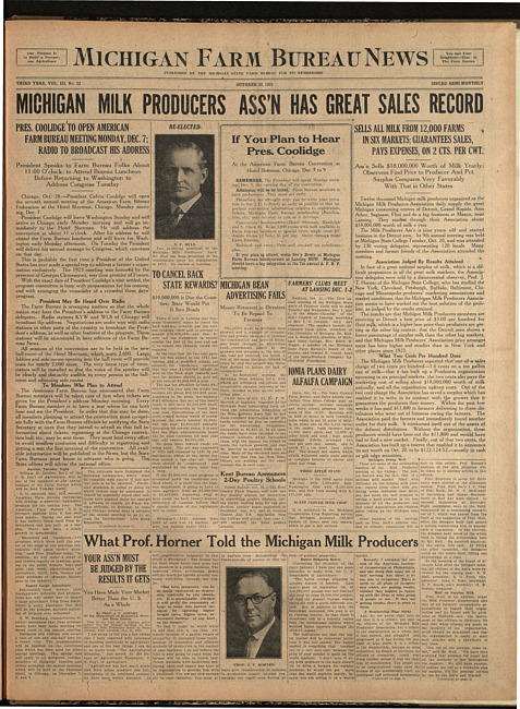 Michigan Farm Bureau news. (1925 October 30)