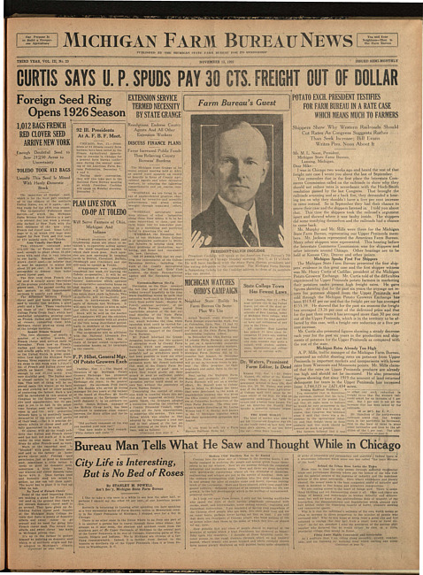 Michigan Farm Bureau news. (1925 November 13)