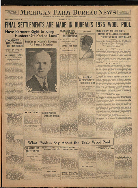 Michigan Farm Bureau news. (1925 November 27)