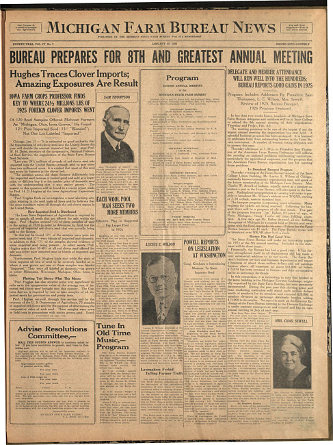 Michigan Farm Bureau news. (1926 January 22)
