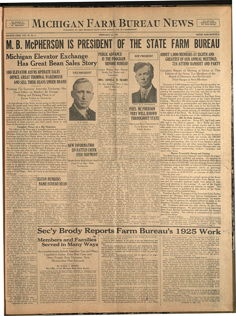 Michigan Farm Bureau news. (1926 February 12)