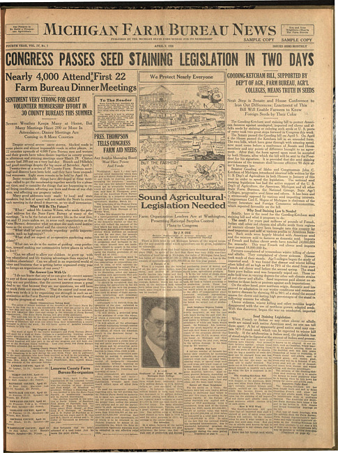 Michigan Farm Bureau news. (1926 April 9)