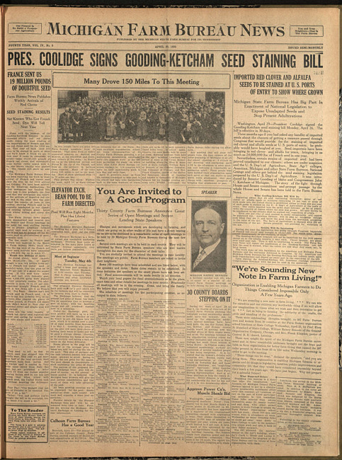 Michigan Farm Bureau news. (1926 April 30)