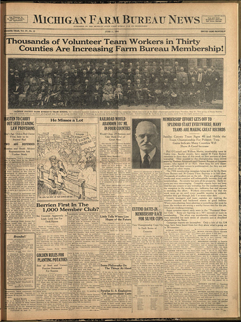 Michigan Farm Bureau news. (1926 June 11)