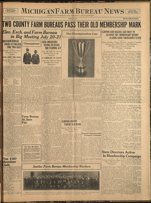 Michigan Farm Bureau news. (1926 June 25)
