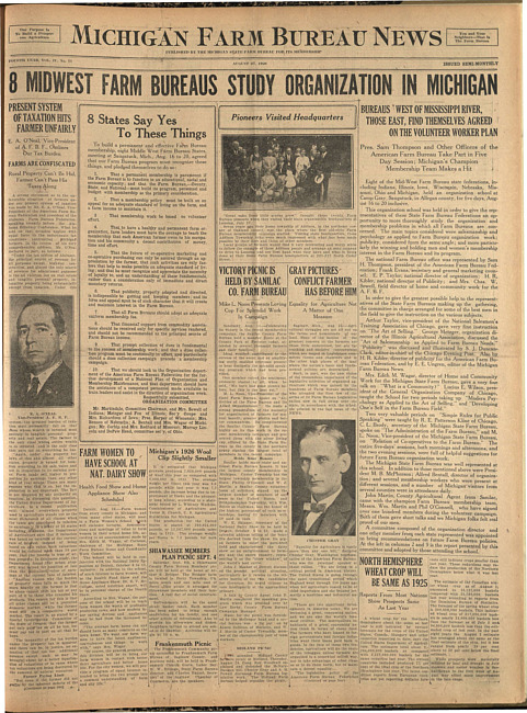 Michigan Farm Bureau news. (1926 August 27)