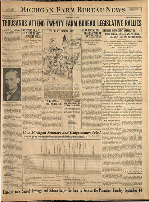 Michigan Farm Bureau news. (1926 September 10)