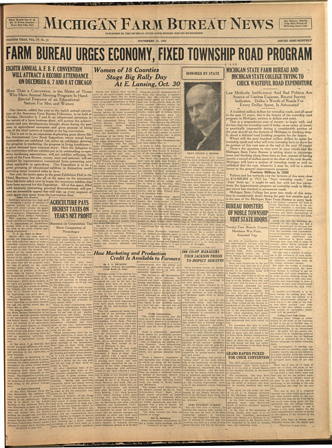 Michigan Farm Bureau news. (1926 November 12)