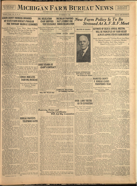 Michigan Farm Bureau news. (1926 November 26)