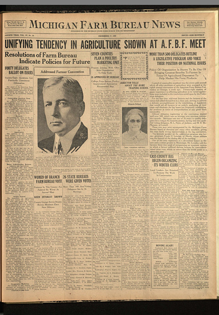 Michigan Farm Bureau news. (1926 December 17)