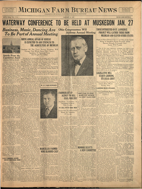 Michigan Farm Bureau news. (1927 January 14)