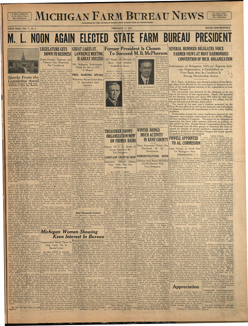 Michigan Farm Bureau news. (1927 February 11)