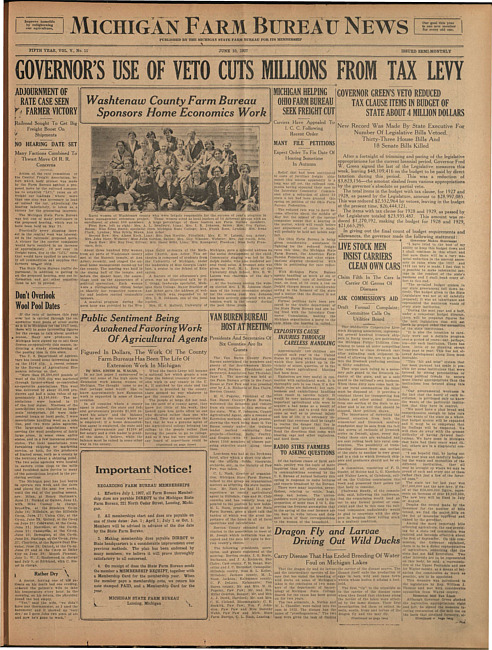 Michigan Farm Bureau news. (1927 June 10)