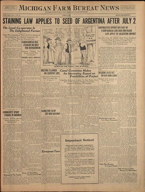 Michigan Farm Bureau news. (1927 June 24)