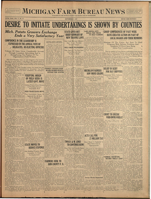 Michigan Farm Bureau news. (1927 September 2)