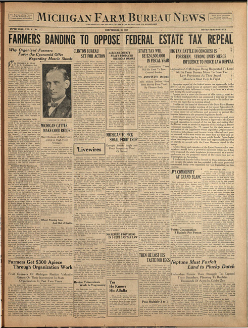 Michigan Farm Bureau news. (1927 September 23)