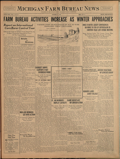 Michigan Farm Bureau news. (1927 October 14)