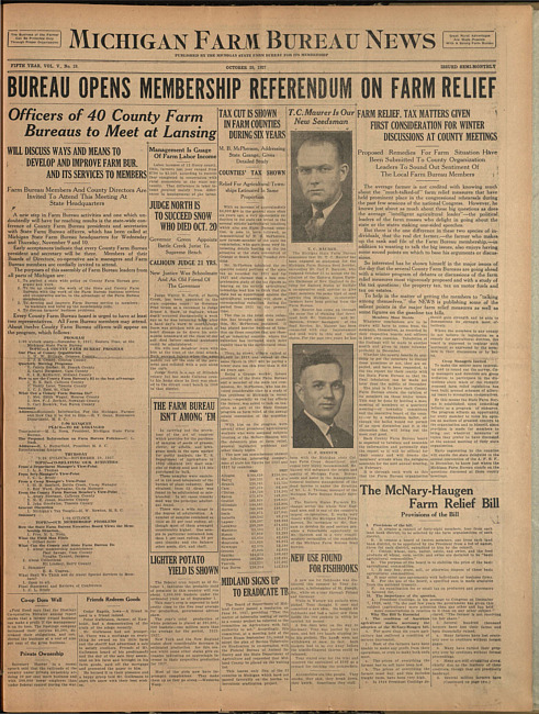 Michigan Farm Bureau news. (1927 October 28)