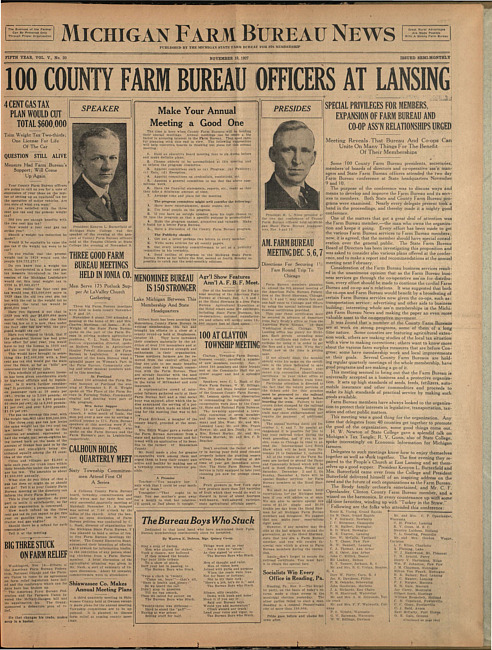 Michigan Farm Bureau news. (1927 November 18)