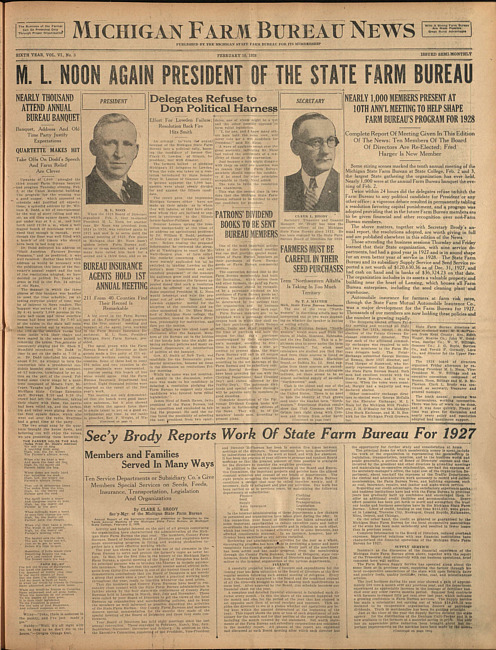 Michigan Farm Bureau news. (1928 February 10)