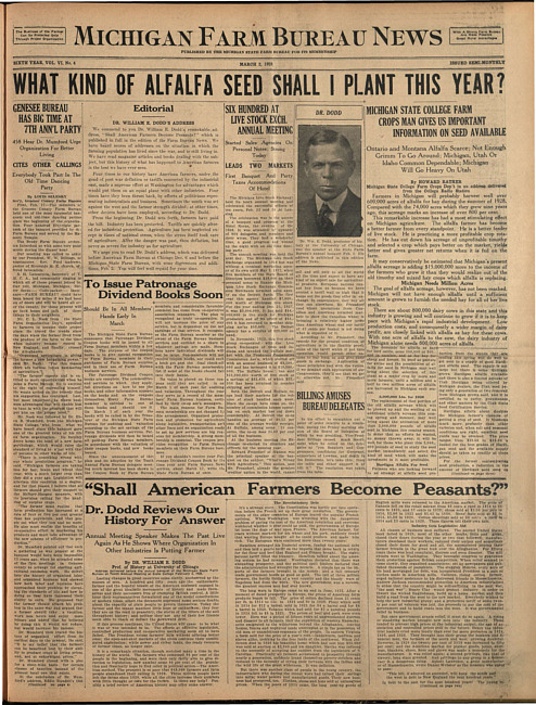 Michigan Farm Bureau news. (1928 March 2)