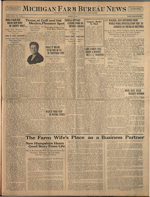 Michigan Farm Bureau news. (1928 March 16)