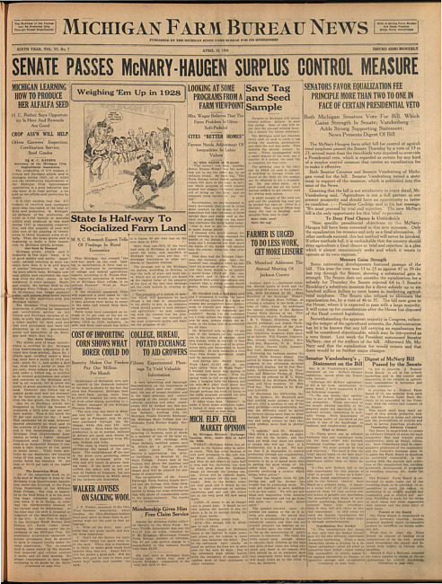 Michigan Farm Bureau news. (1928 April 13)