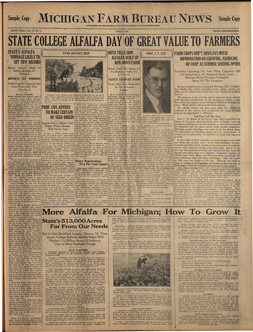 Michigan Farm Bureau news. (1928 June 8)