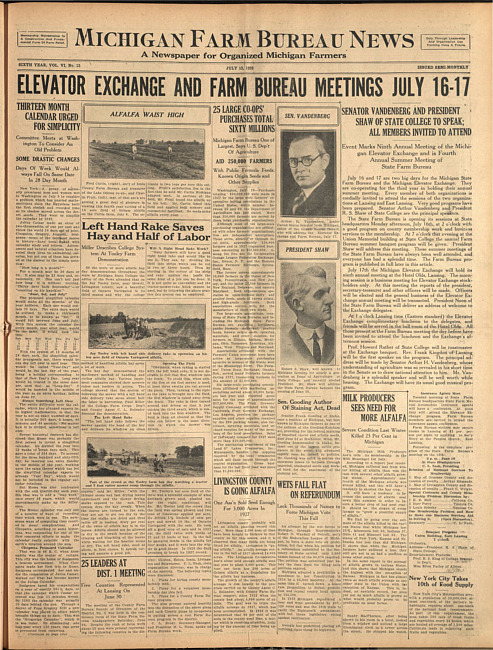 Michigan Farm Bureau news. (1928 July 13)