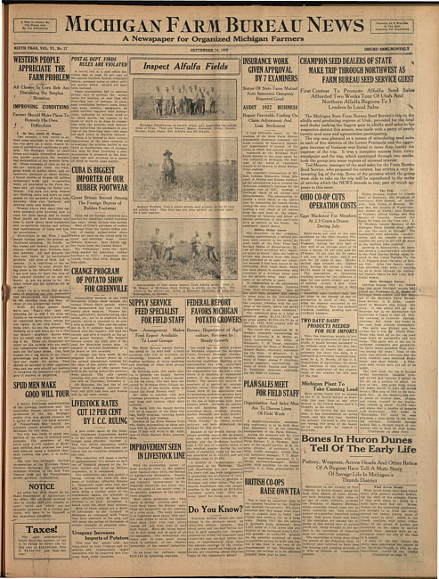 Michigan Farm Bureau news. (1928 September 14)
