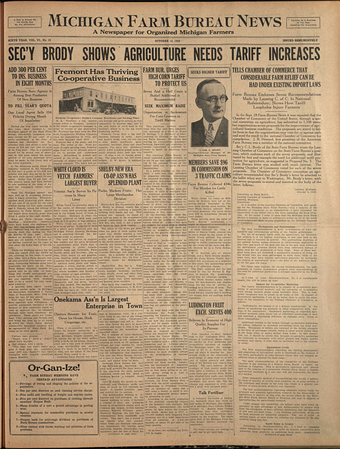 Michigan Farm Bureau news. (1928 October 12)