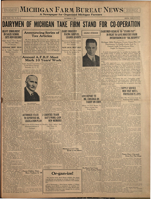Michigan Farm Bureau news. (1928 November 9)