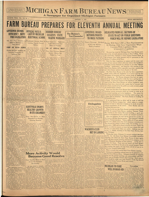 Michigan Farm Bureau news. (1929 January 11)