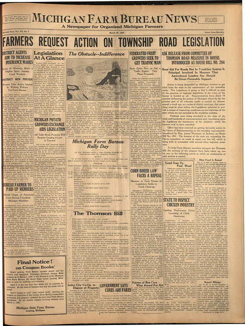 Michigan Farm Bureau news. (1929 March 29)