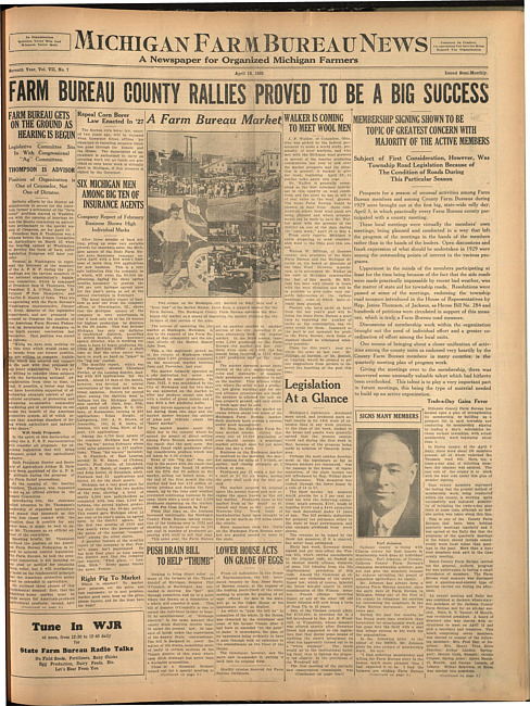 Michigan Farm Bureau news. (1929 April 12)