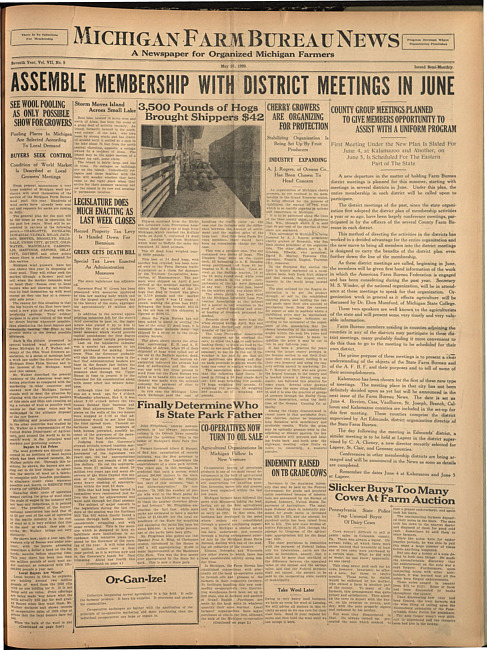 Michigan Farm Bureau news. (1929 May 10)
