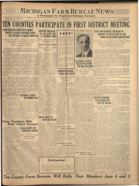 Michigan Farm Bureau news. (1929 May 24)
