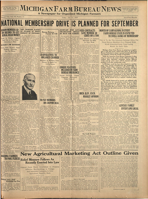 Michigan Farm Bureau news. (1929 July 12)