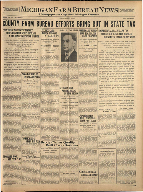 Michigan Farm Bureau news. (1929 August 9)