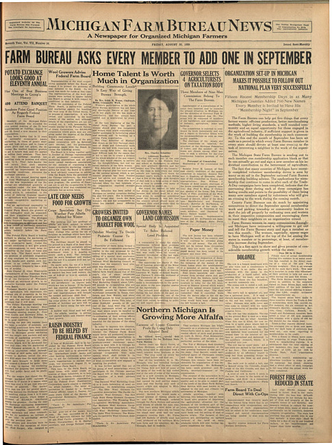Michigan Farm Bureau news. (1929 August 30)